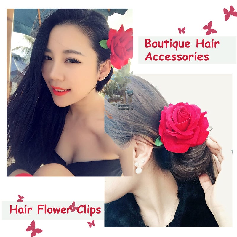 Geek-M Hair Flower Clips Brooch Boutique Hair Accessories Bohemia Hairpins for Women Girls (ST Red) - Image 3